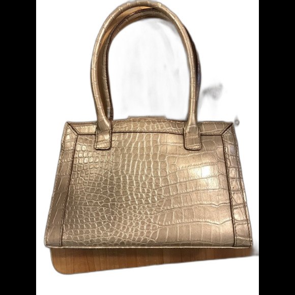 Liz Clairborne Stylish Small Gold Faux Crocodile Handbag Purse Gently Used! - Picture 2 of 9